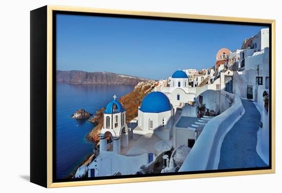 Blue Domes and Walkway-Larry Malvin-Framed Premier Image Canvas