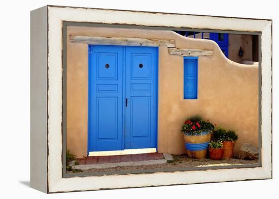 Blue Door And Adobe Wall, Taos, NM-George Oze-Framed Premier Image Canvas