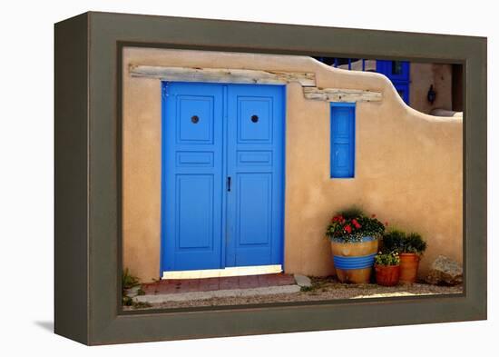 Blue Door And Adobe Wall, Taos, NM-George Oze-Framed Premier Image Canvas