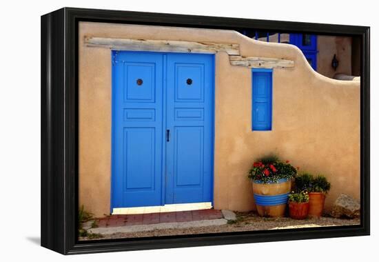 Blue Door And Adobe Wall, Taos, NM-George Oze-Framed Premier Image Canvas