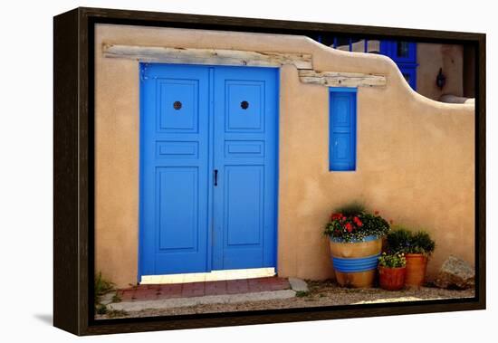 Blue Door And Adobe Wall, Taos, NM-George Oze-Framed Premier Image Canvas