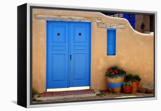 Blue Door And Adobe Wall, Taos, NM-George Oze-Framed Premier Image Canvas