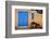 Blue Door And Adobe Wall, Taos, NM-George Oze-Framed Photographic Print