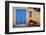 Blue Door And Adobe Wall, Taos, NM-George Oze-Framed Photographic Print