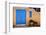 Blue Door And Adobe Wall, Taos, NM-George Oze-Framed Photographic Print