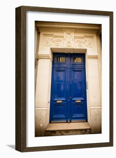 Blue Door in Paris-Erin Berzel-Framed Photographic Print