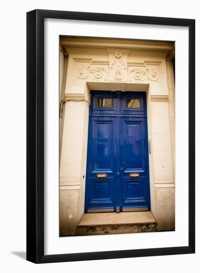 Blue Door in Paris-Erin Berzel-Framed Photographic Print