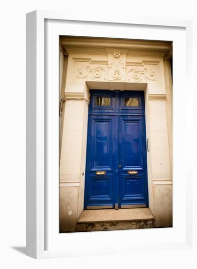 Blue Door in Paris-Erin Berzel-Framed Photographic Print