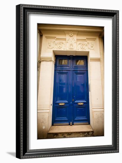 Blue Door in Paris-Erin Berzel-Framed Photographic Print