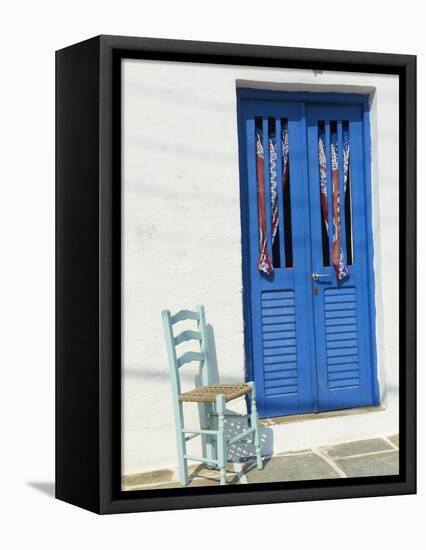 Blue Door in the Old Village of Kastro, Sifnos, Cyclades Islands, Greek Islands, Greece, Europe-Tuul-Framed Premier Image Canvas