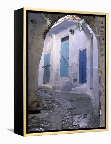 Blue Doors and Whitewashed Wall, Morocco-Merrill Images-Framed Premier Image Canvas