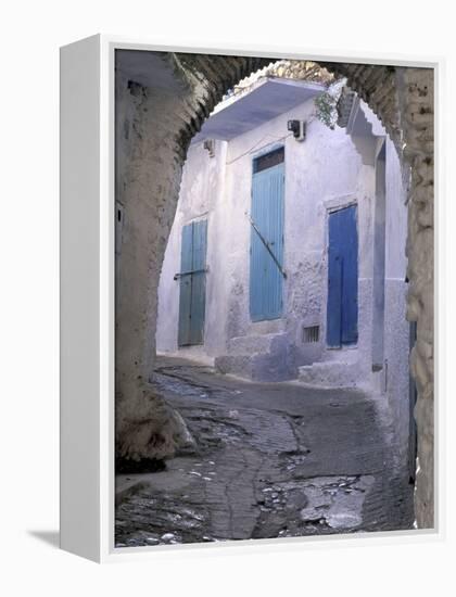 Blue Doors and Whitewashed Wall, Morocco-Merrill Images-Framed Premier Image Canvas