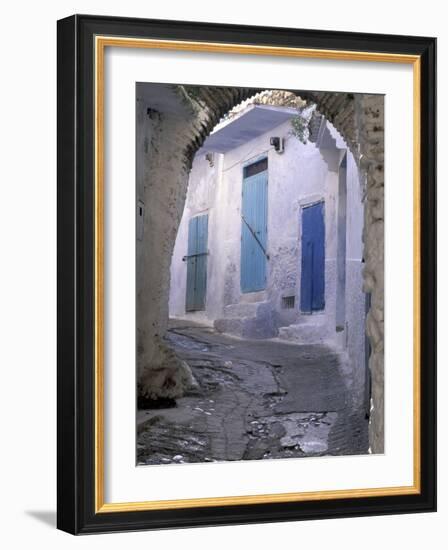 Blue Doors and Whitewashed Wall, Morocco-Merrill Images-Framed Photographic Print