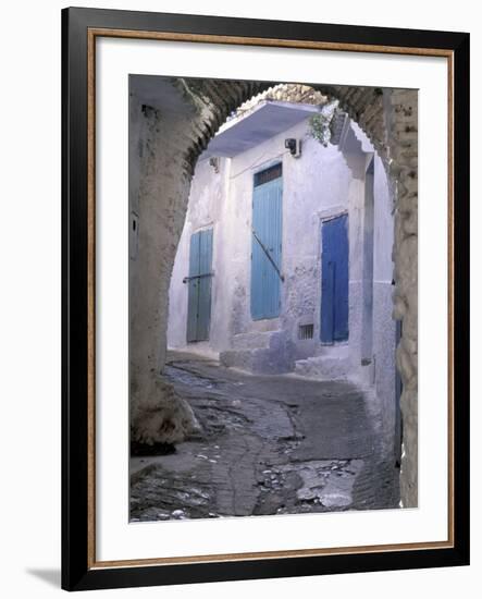 Blue Doors and Whitewashed Wall, Morocco-Merrill Images-Framed Photographic Print