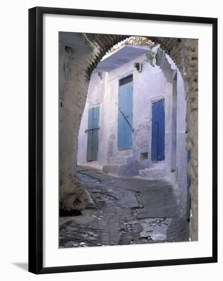 Blue Doors and Whitewashed Wall, Morocco-Merrill Images-Framed Photographic Print