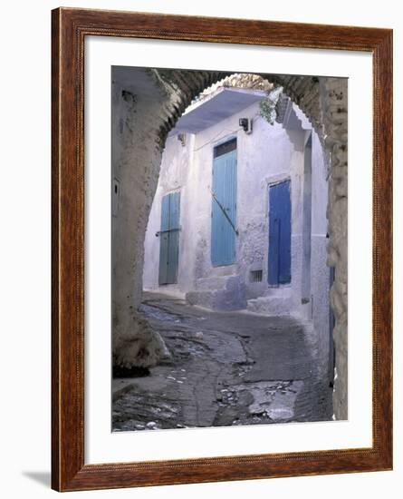 Blue Doors and Whitewashed Wall, Morocco-Merrill Images-Framed Photographic Print