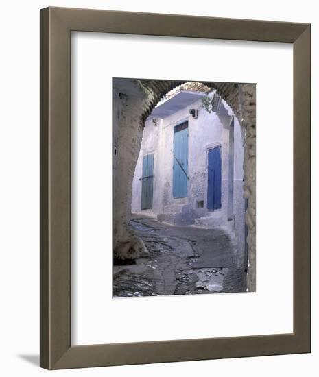 Blue Doors and Whitewashed Wall, Morocco-Merrill Images-Framed Photographic Print