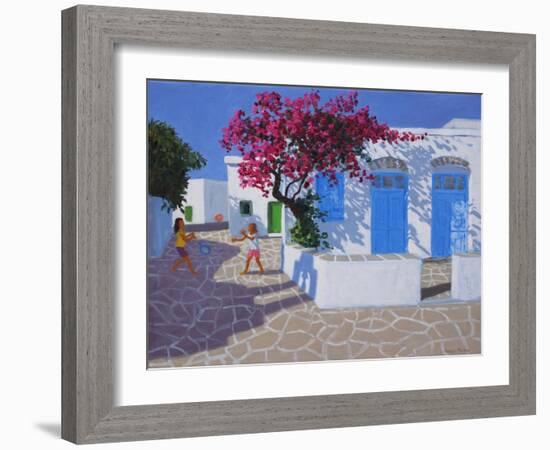 Blue Doors, Folygandros, Greek Islands, 2017-Andrew Macara-Framed Giclee Print