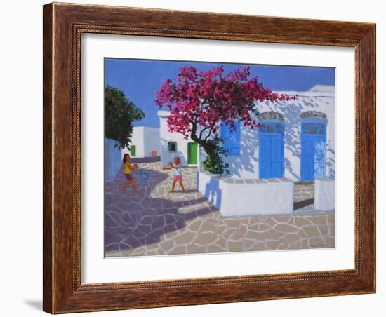 Blue Doors, Folygandros, Greek Islands, 2017-Andrew Macara-Framed Giclee Print