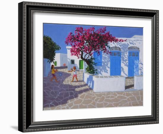 Blue Doors, Folygandros, Greek Islands, 2017-Andrew Macara-Framed Giclee Print