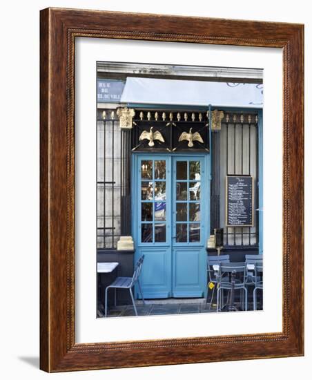 Blue Doors of Cafe, Marais District, Paris, France-Jon Arnold-Framed Photographic Print