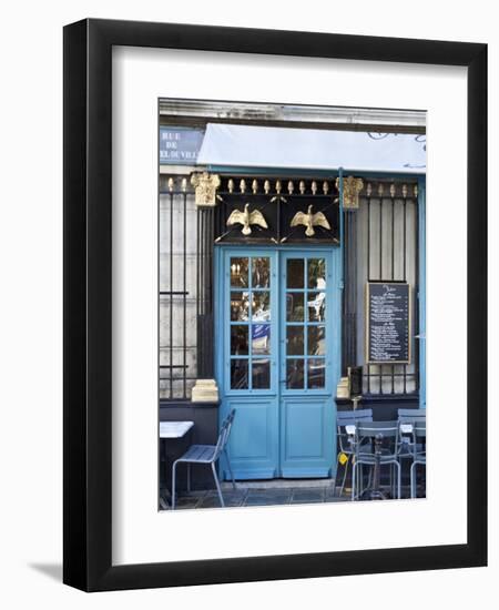 Blue Doors of Cafe, Marais District, Paris, France-Jon Arnold-Framed Premium Photographic Print