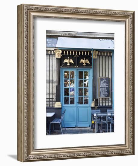 Blue Doors of Cafe, Marais District, Paris, France-Jon Arnold-Framed Photographic Print