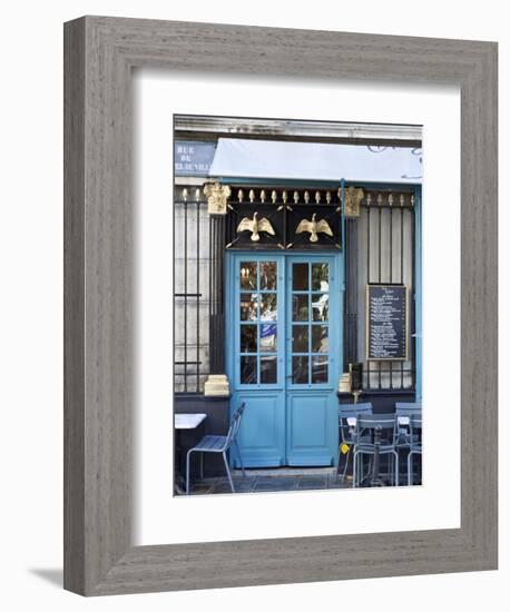 Blue Doors of Cafe, Marais District, Paris, France-Jon Arnold-Framed Photographic Print