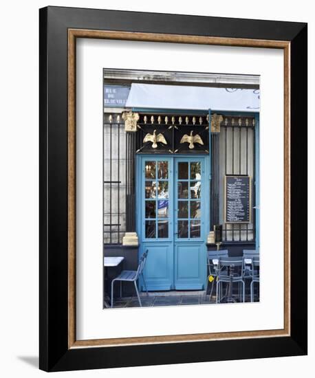 Blue Doors of Cafe, Marais District, Paris, France-Jon Arnold-Framed Photographic Print