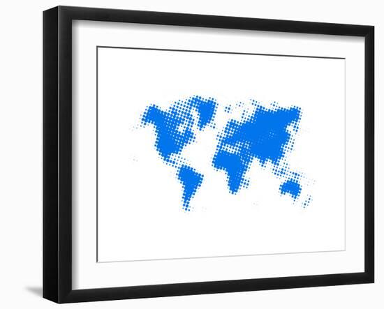 Blue Dotted World Map-NaxArt-Framed Art Print