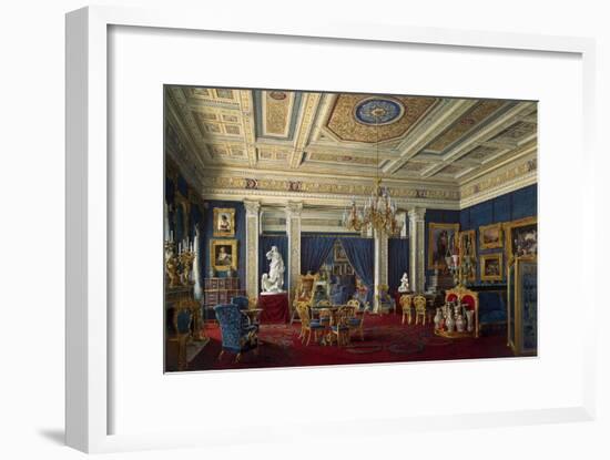 Blue Drawing-Room in the Mariinsky Palace in Saint Petersburg, Mid of the 19th C-Eduard Hau-Framed Giclee Print