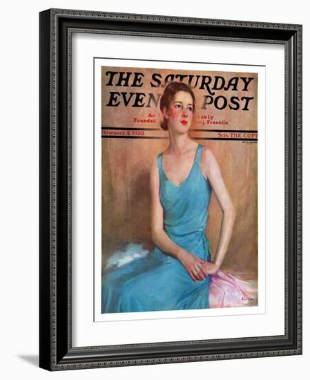 "Blue Dress," Saturday Evening Post Cover, February 4, 1933-Charles W. Dennis-Framed Giclee Print