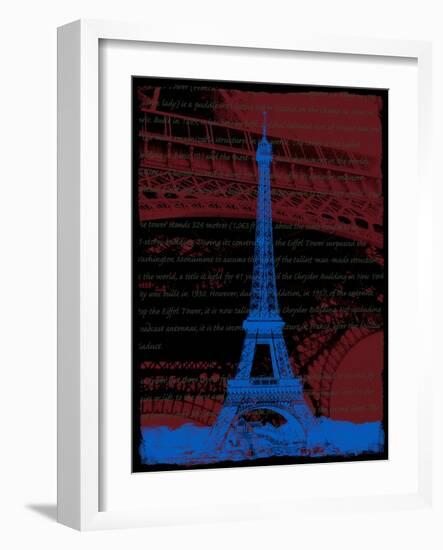 Blue Eiffel Tower Paris in Burnt Siena-Victoria Hues-Framed Giclee Print