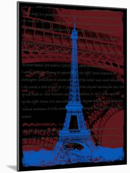 Blue Eiffel Tower Paris in Burnt Siena-Victoria Hues-Mounted Giclee Print