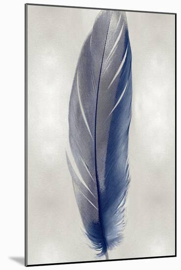 Blue Feather on Silver II-Julia Bosco-Mounted Art Print