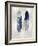 Blue Feather Pair on Silver-Julia Bosco-Framed Art Print