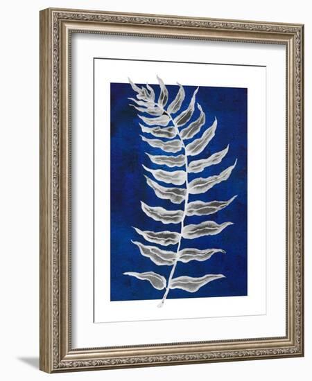 Blue Fern in White Border I-Elizabeth Medley-Framed Art Print