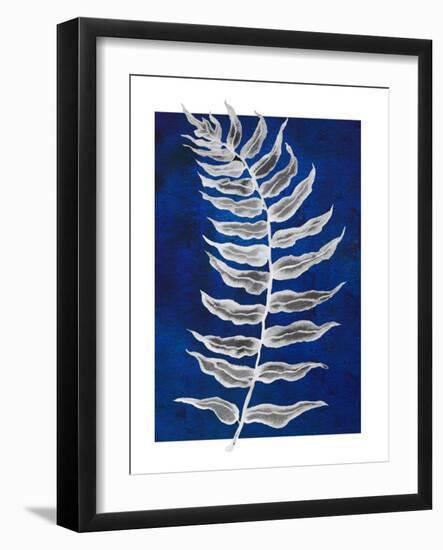 Blue Fern in White Border I-Elizabeth Medley-Framed Art Print