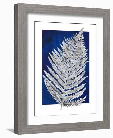 Blue Fern in White Border II-Elizabeth Medley-Framed Art Print