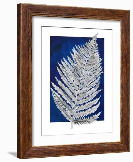 Blue Fern in White Border II-Elizabeth Medley-Framed Art Print
