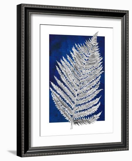 Blue Fern in White Border II-Elizabeth Medley-Framed Art Print