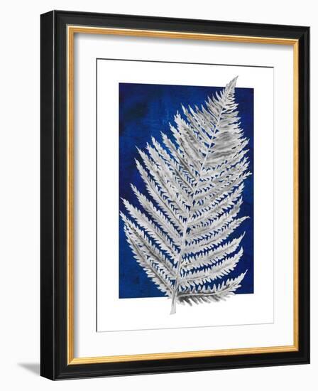 Blue Fern in White Border II-Elizabeth Medley-Framed Art Print