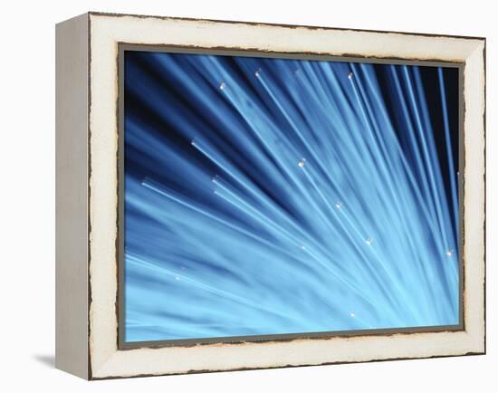 Blue Fiber Optic Wires Against Black Background-null-Framed Premier Image Canvas