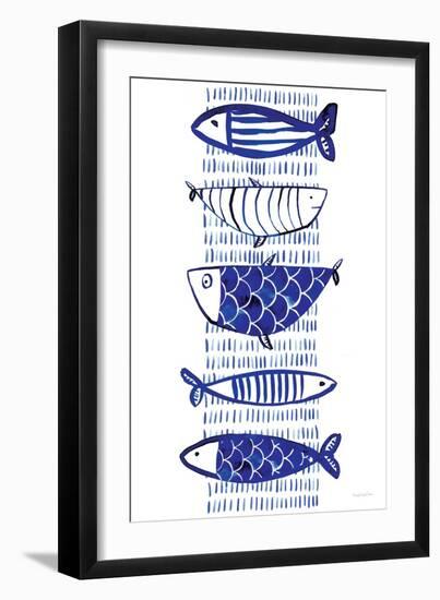 Blue Fish II-Mercedes Lopez Charro-Framed Art Print