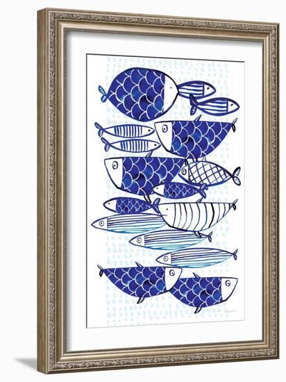 Blue Fish III-Mercedes Lopez Charro-Framed Art Print