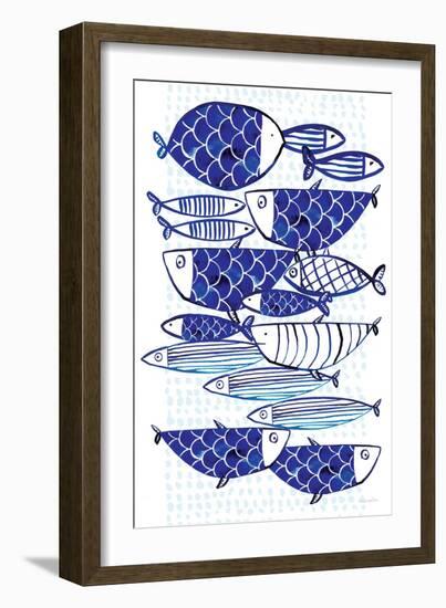 Blue Fish III-Mercedes Lopez Charro-Framed Art Print