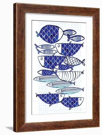 Blue Fish III-Mercedes Lopez Charro-Framed Art Print