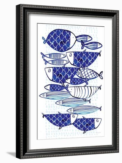 Blue Fish III-Mercedes Lopez Charro-Framed Art Print