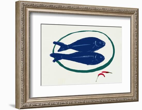 Blue Fishes Still Life-Little Dean-Framed Premium Photographic Print