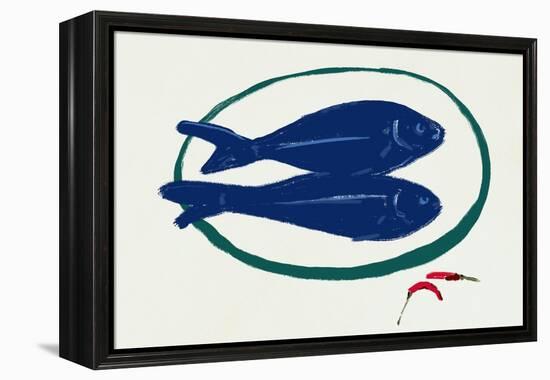 Blue Fishes Still Life-Little Dean-Framed Premier Image Canvas